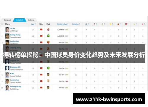 德转榜单揭秘：中国球员身价变化趋势及未来发展分析